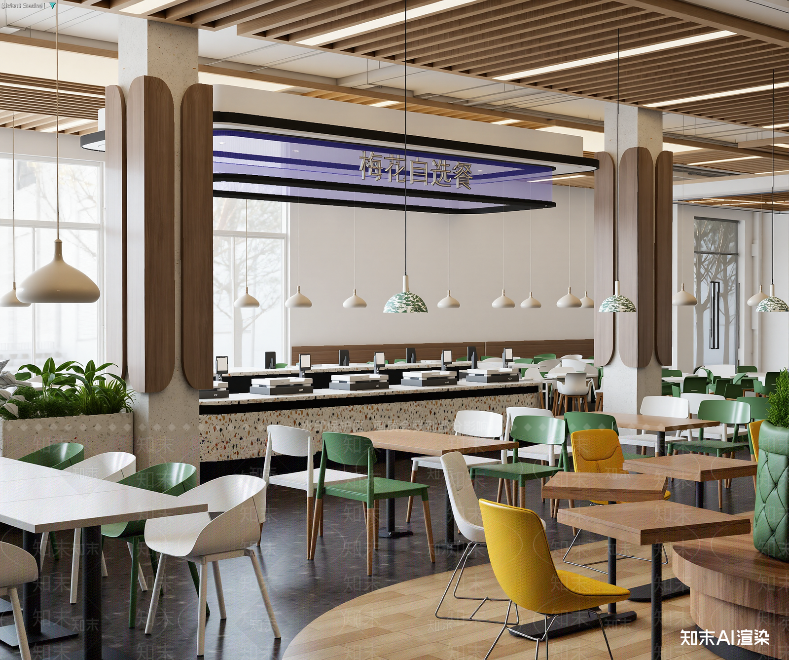 现代自助餐厅3D模型下载【ID:1213908580】