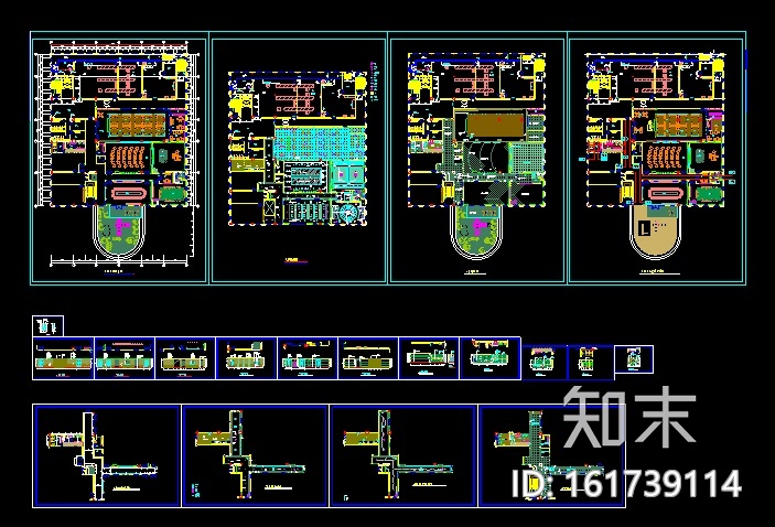 现代简约办公空间装修CAD图纸cad施工图下载【ID:161739114】