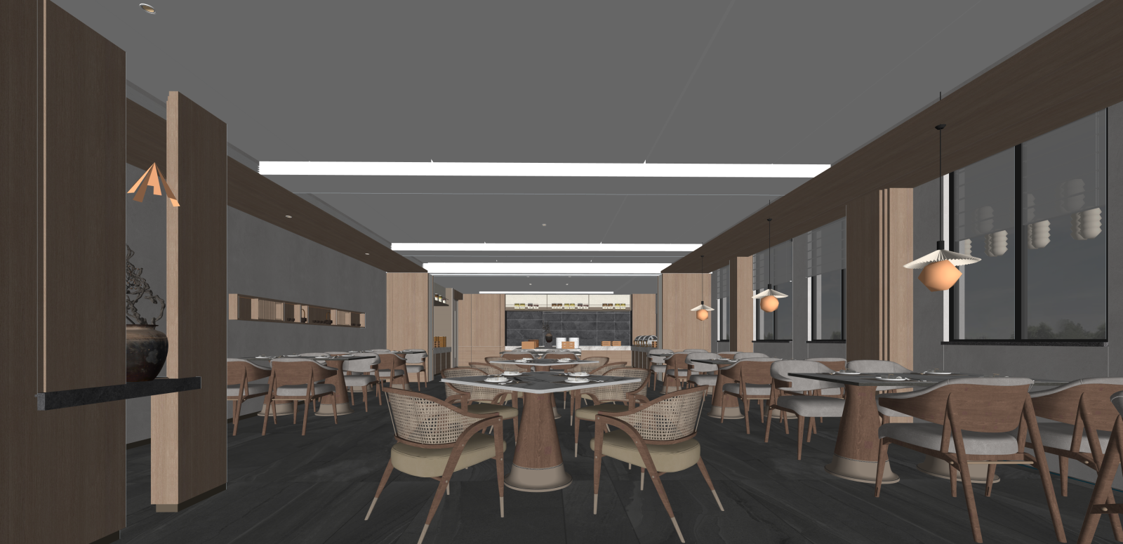新中式酒店餐厅SU模型下载【ID:1216012279】