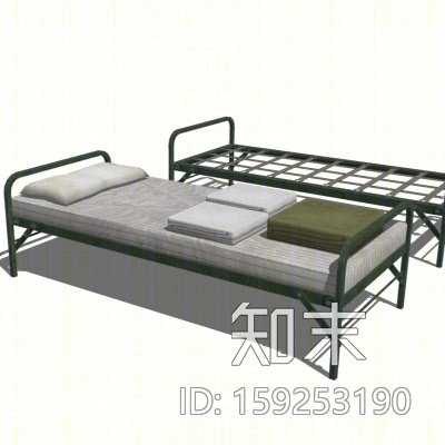 现代宿舍单人床SU模型下载【ID:159253190】