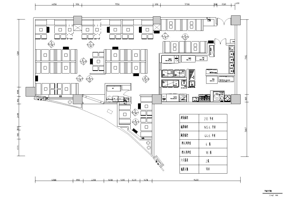 [山东]现代简约风格中餐厅装修全套施工图（含效果图）cad施工图下载【ID:161753155】