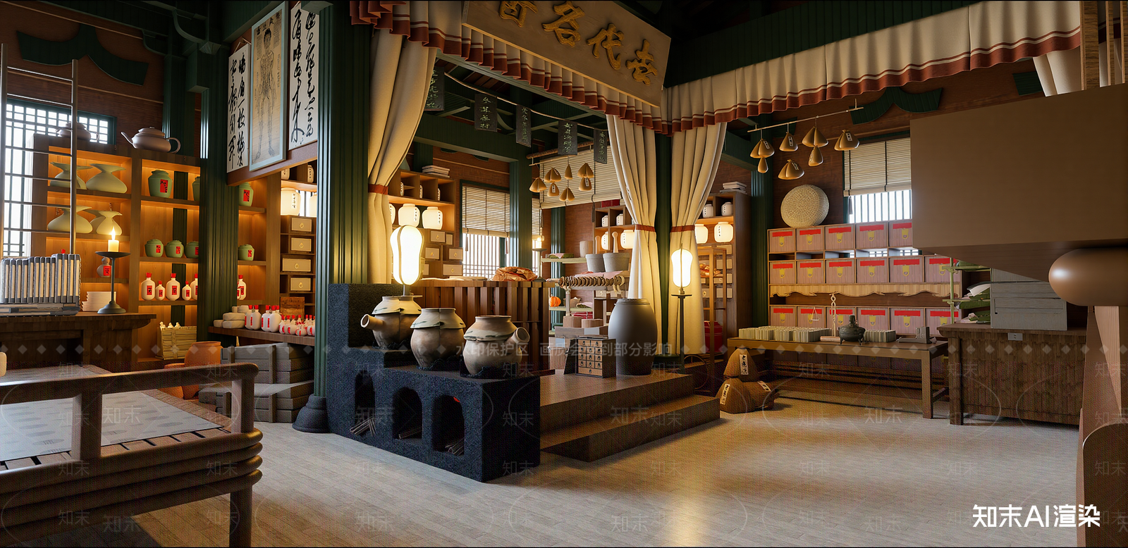 中式其他店铺SU模型下载【ID:1216078547】