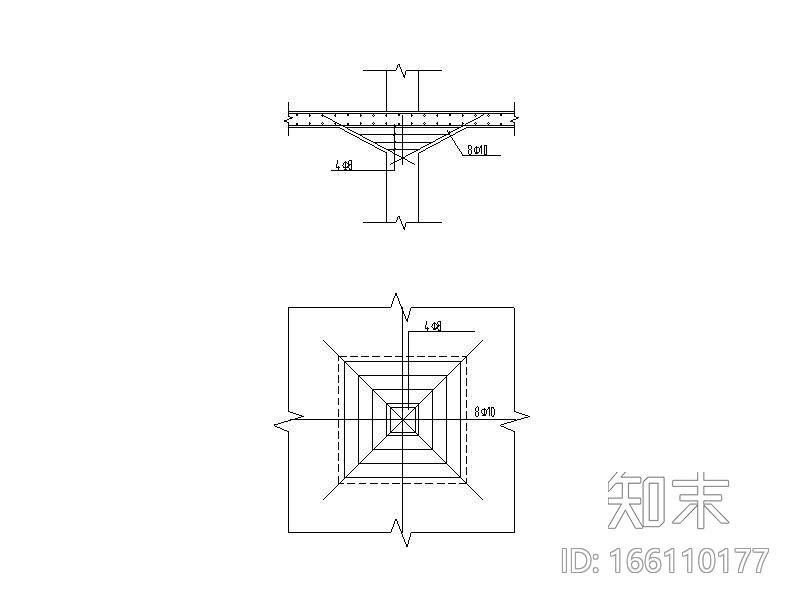 无梁楼盖柱帽配筋大样图cad施工图下载【ID:166110177】