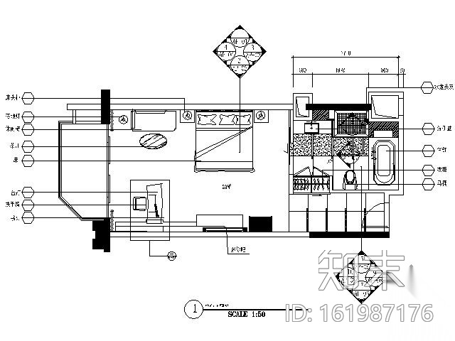 [广东]五星级酒店A型房施工图cad施工图下载【ID:161987176】