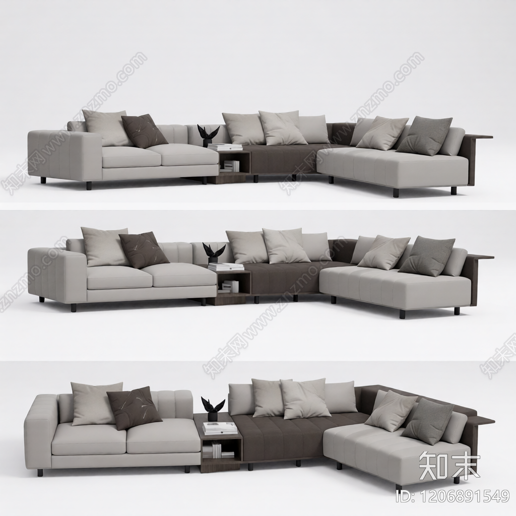 L型模块化沙发组合3D模型下载【ID:1206891549】