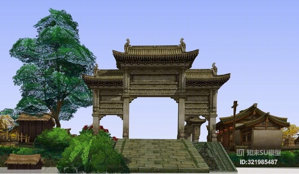 牡丹瞻园SU模型下载【ID:321985487】