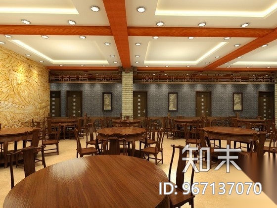 中式餐厅室内装修图(含效果）cad施工图下载【ID:967137070】