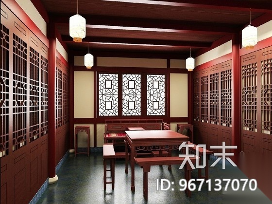 中式餐厅室内装修图(含效果）cad施工图下载【ID:967137070】