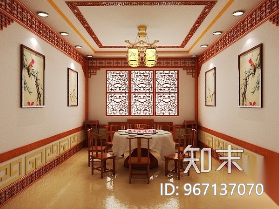 中式餐厅室内装修图(含效果）cad施工图下载【ID:967137070】