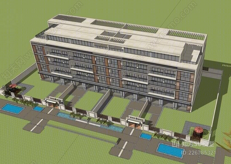 合肥万科现代叠拼别墅SU模型下载【ID:226785321】