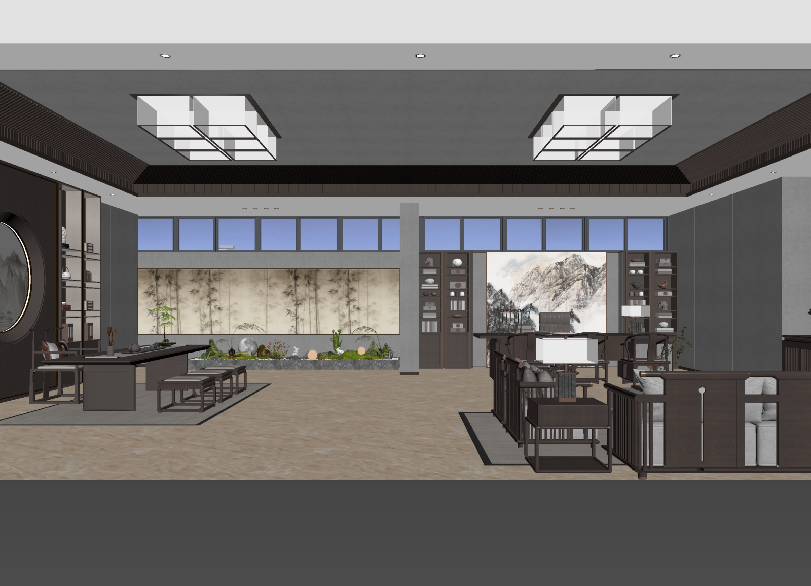 新中式茶馆3D模型下载【ID:1215175198】