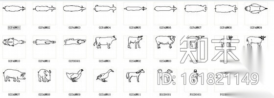 动物平立面图块cad施工图下载【ID:161821149】
