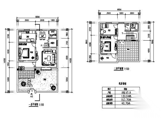 [山西]某二层新农村住宅建筑方案图cad施工图下载【ID:165616198】