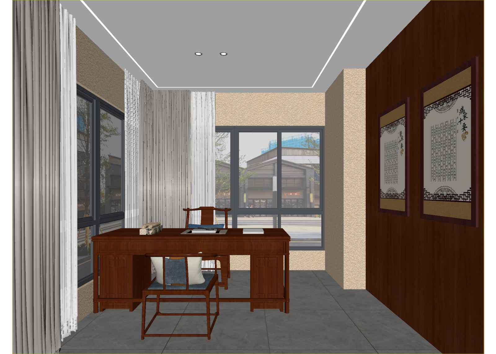 新中式书房3D模型下载【ID:1214603403】