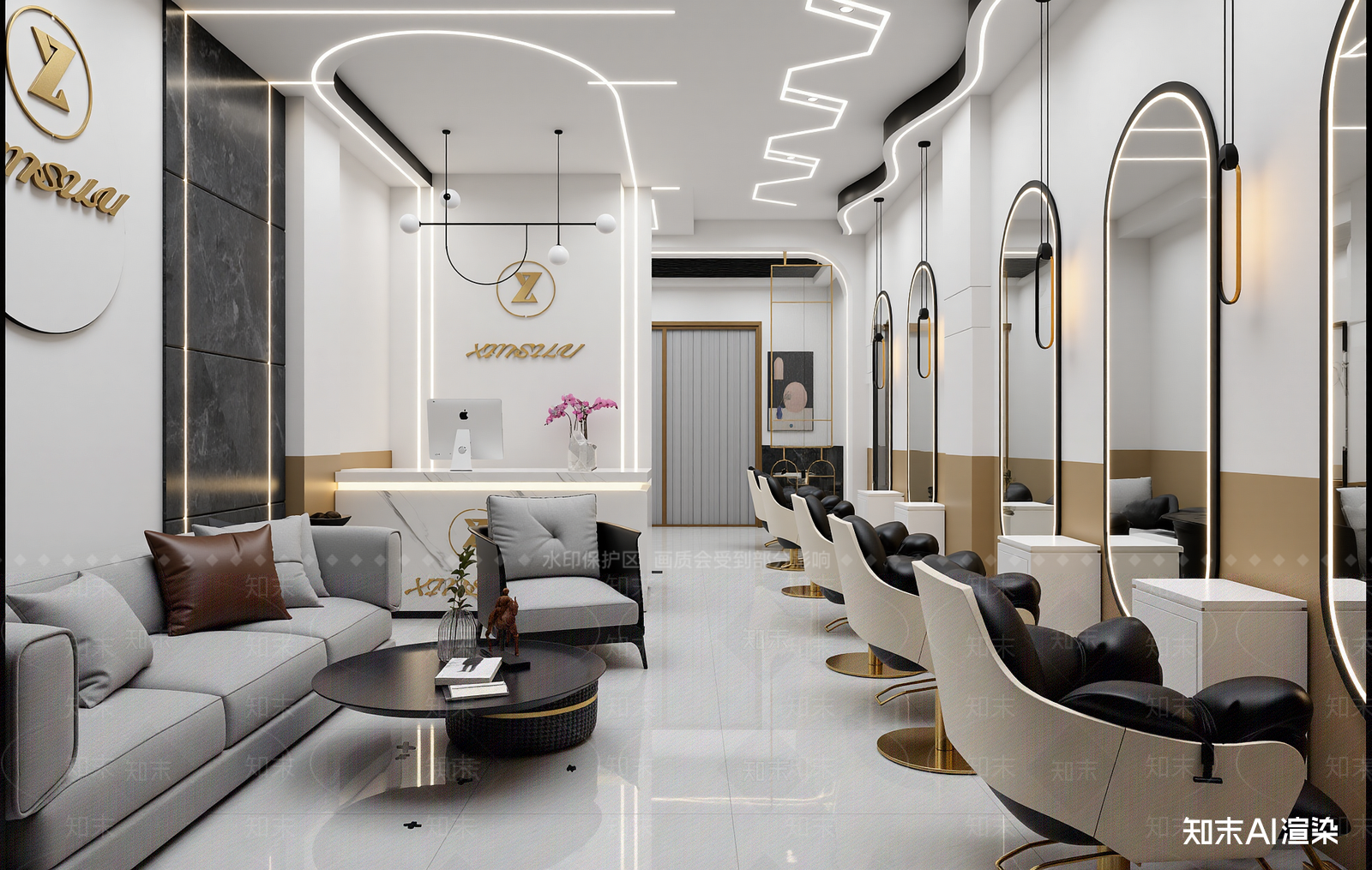 美发店3D模型下载【ID:1213975646】