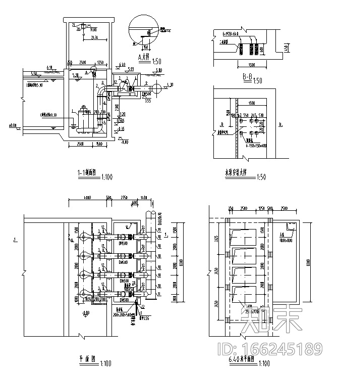 再生水厂工程施工设计图（CAD）cad施工图下载【ID:166245189】