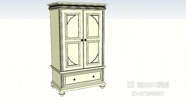 优雅的古典风格的电视柜SU模型下载【ID:47289807】