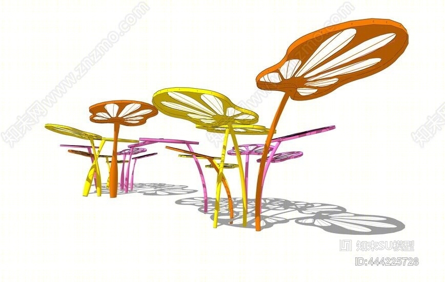 荷叶廊架SU模型下载【ID:444225728】
