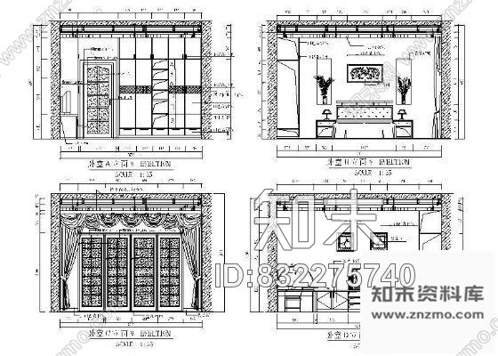 图块/节点卧室立面设计图施工图下载【ID:832275740】