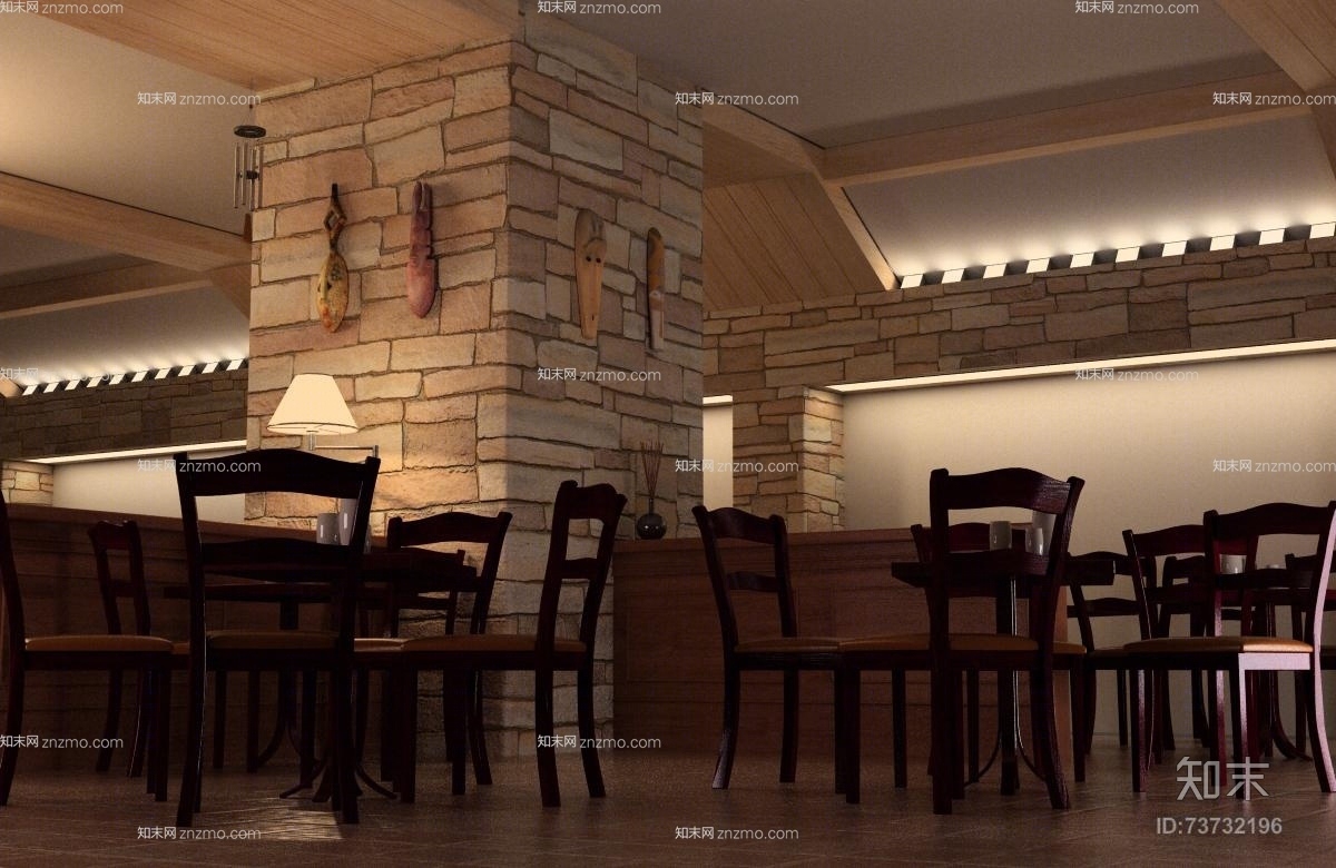 工业风主题餐厅3D模型下载【ID:73732196】