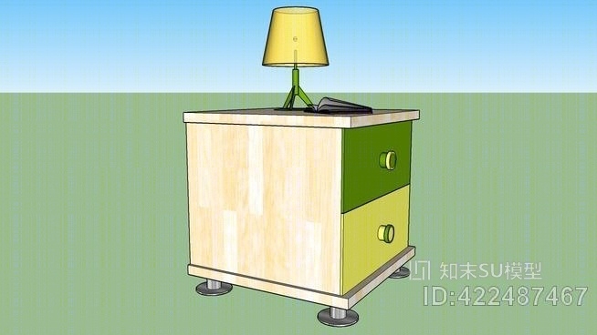 小男孩卧室的夜桌+灯和书SU模型下载【ID:422487467】