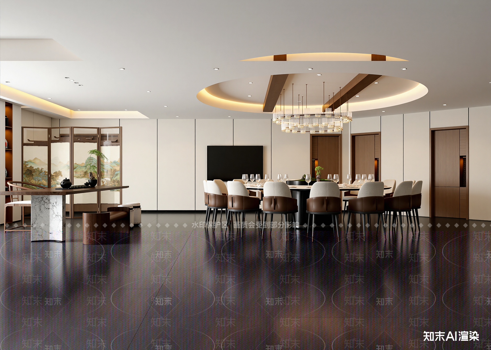 现代酒店餐厅3D模型下载【ID:1215142325】