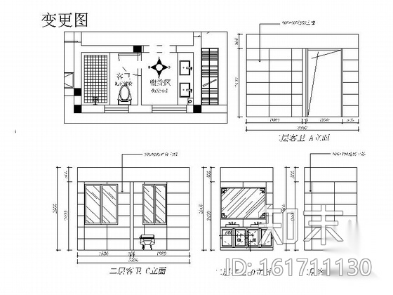 [江苏]新中式风格三层别墅室内装修施工图（含效果图）cad施工图下载【ID:161711130】