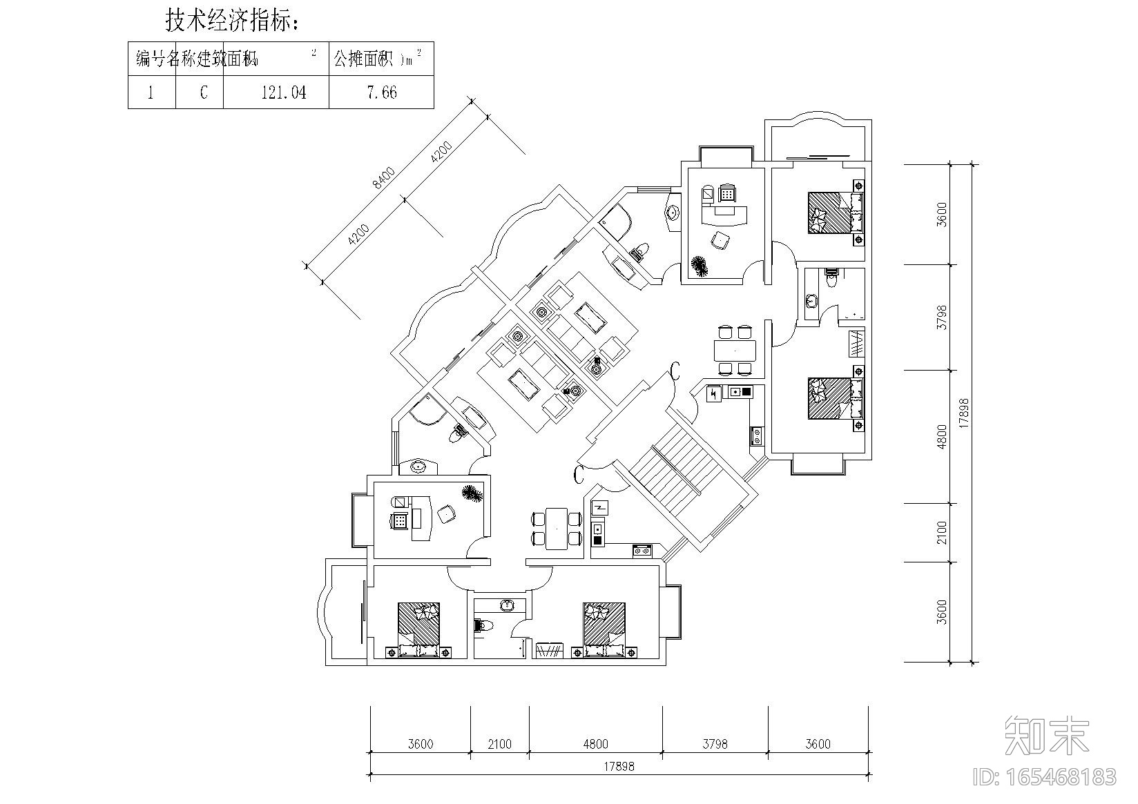 近百套商品房户型平面布置图cad施工图下载【ID:165468183】