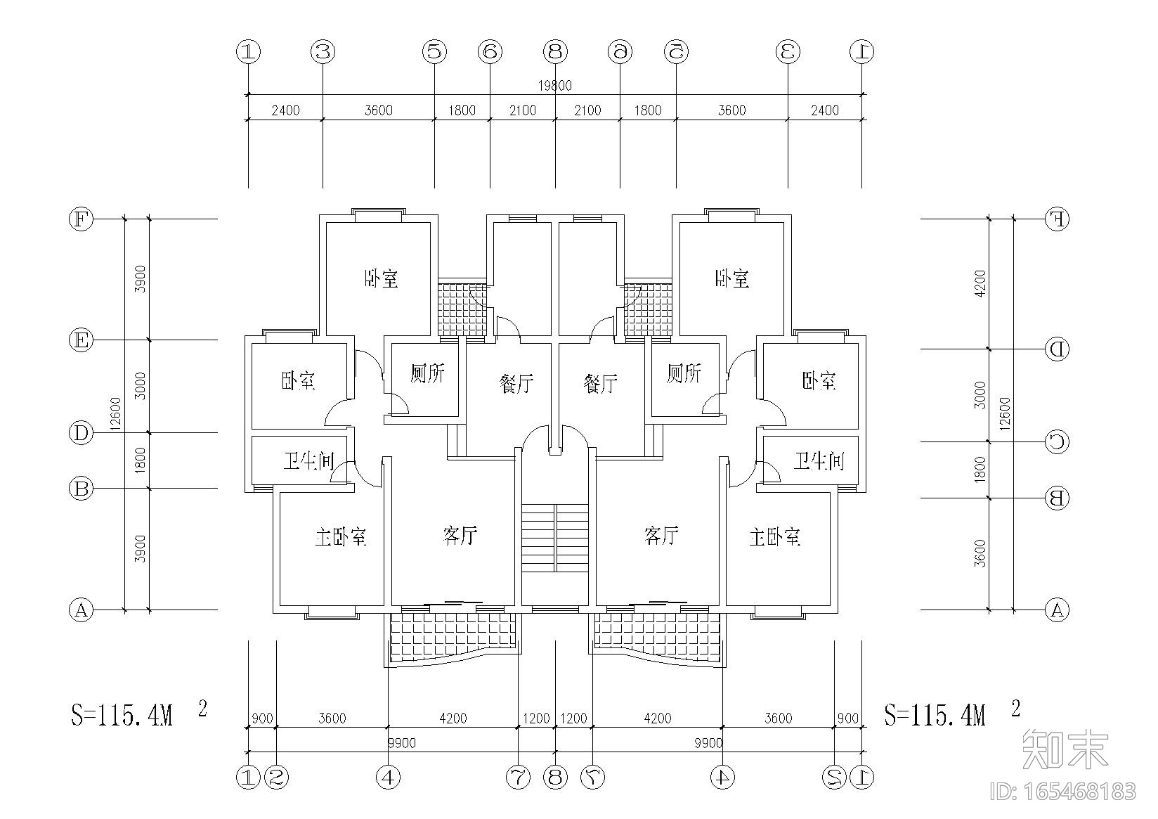 近百套商品房户型平面布置图cad施工图下载【ID:165468183】