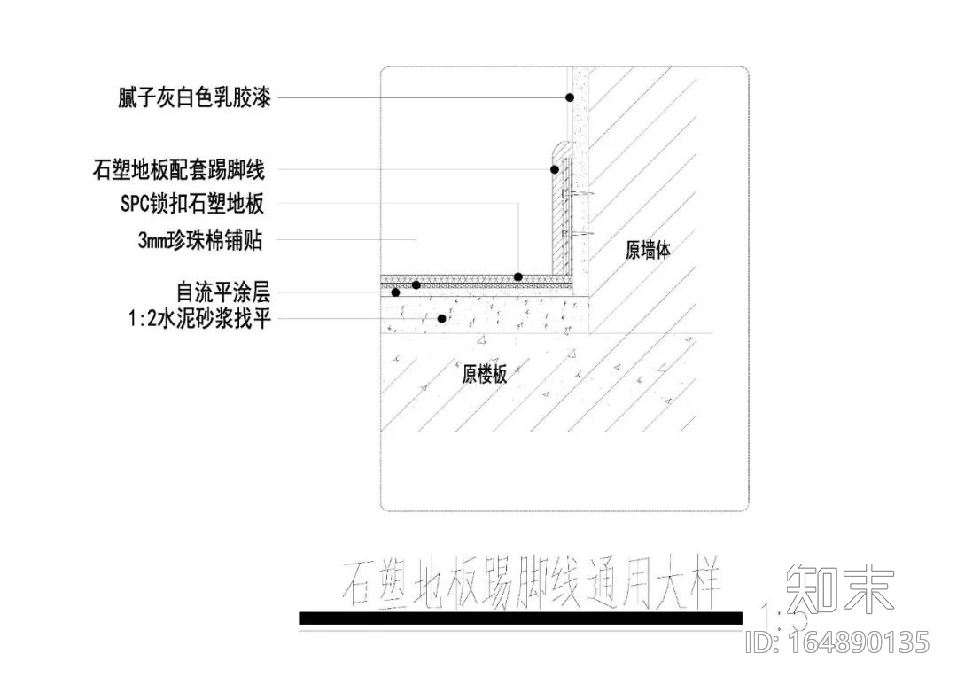 室内踢脚线通用节点大样详图cad施工图下载【ID:164890135】