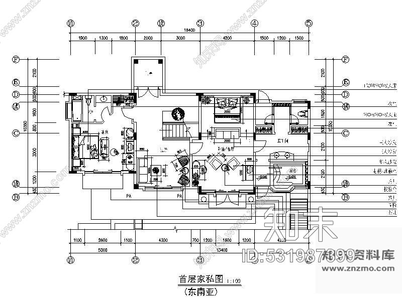 施工图东南亚风格别墅施工图cad施工图下载【ID:531987399】