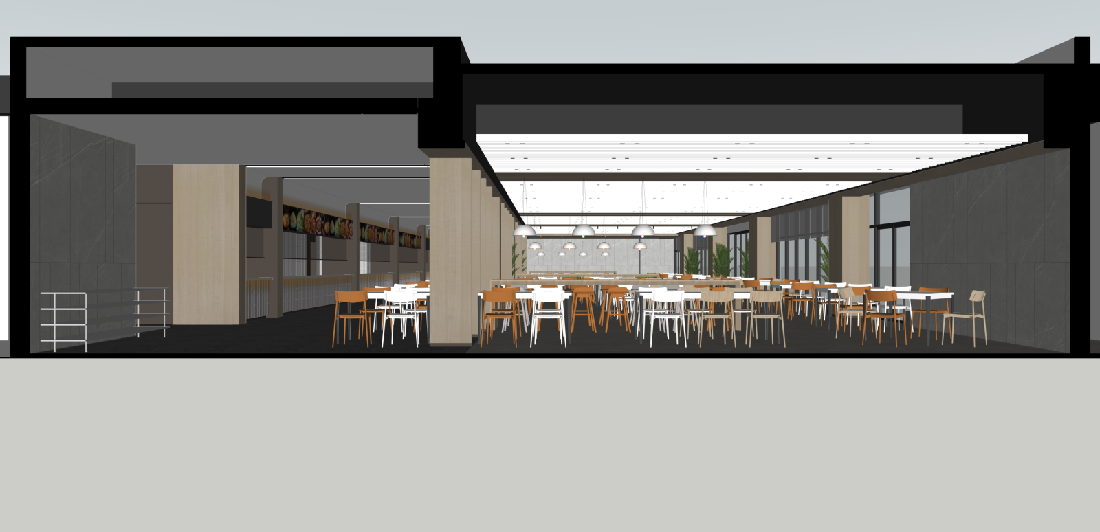 现代快餐店SU模型下载【ID:1215932009】