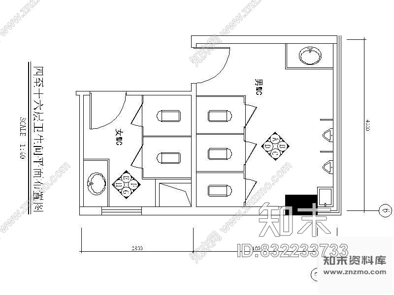 图块/节点卫生间详图cad施工图下载【ID:832233733】