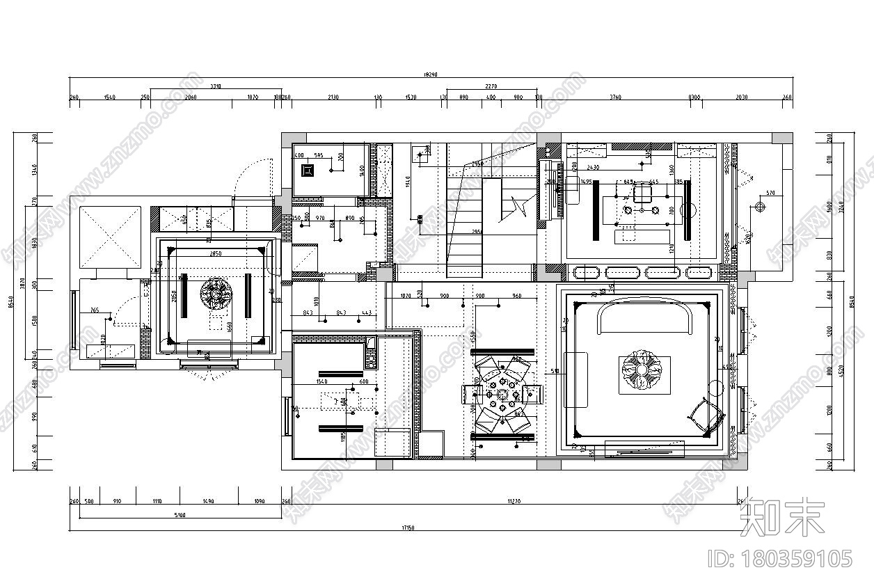 杭州协安紫郡300M²别墅装修施工图+水电图施工图下载【ID:180359105】