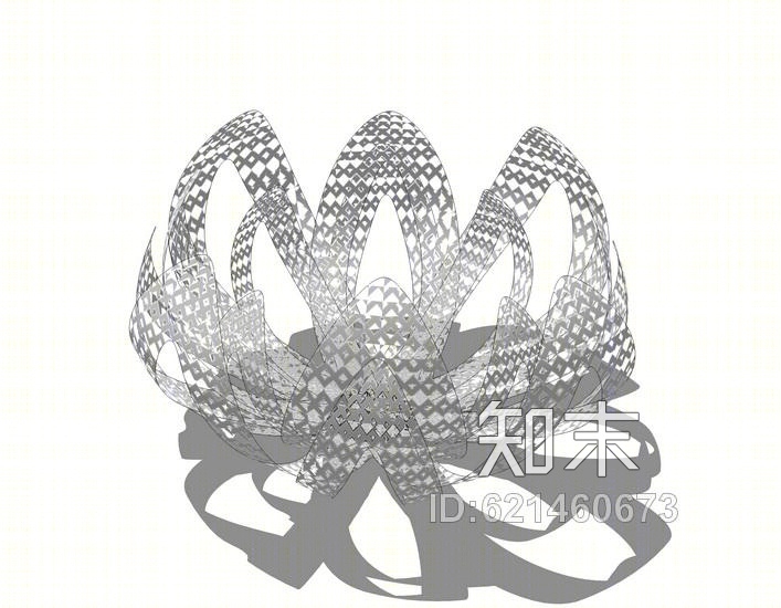 花瓣花朵镂空雕塑SU模型下载【ID:621460673】