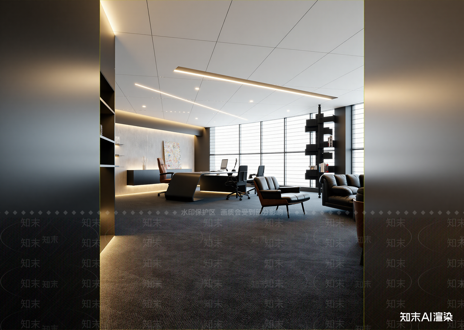 现代经理办公室3D模型下载【ID:1215029971】