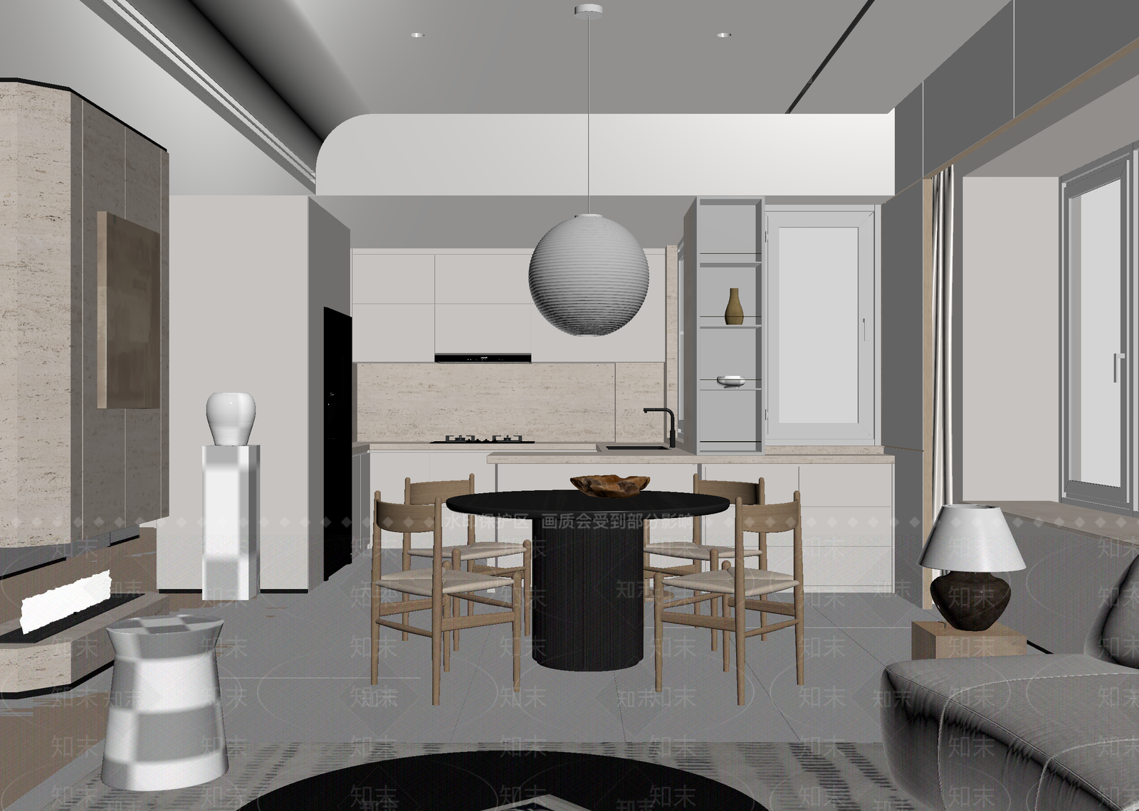 现代客餐厅3D模型下载【ID:1215145435】