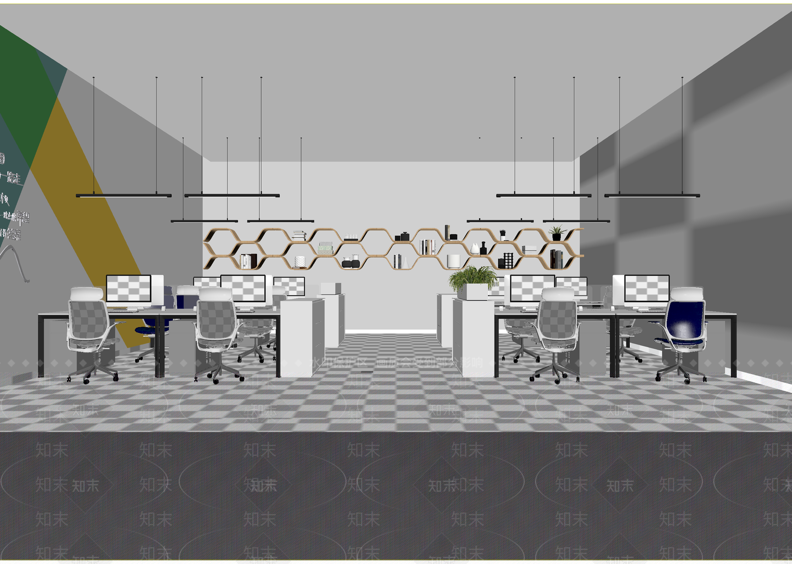 现代办公区3D模型下载【ID:1214765407】