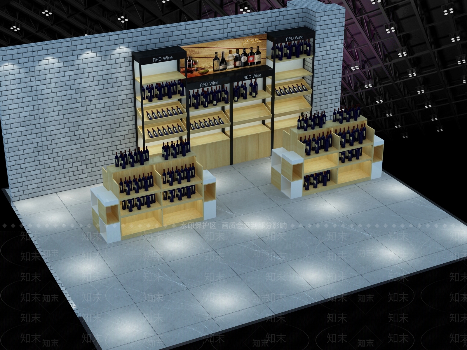 现代超市红酒展柜3D模型下载【ID:534934467】