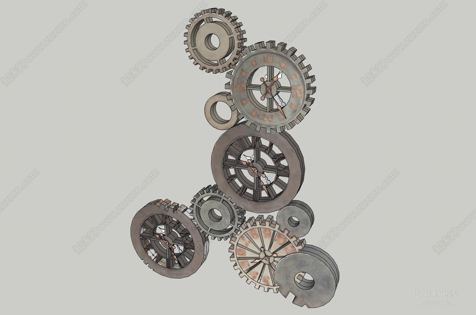景观小品齿轮雕塑SU模型下载【ID:628821694】