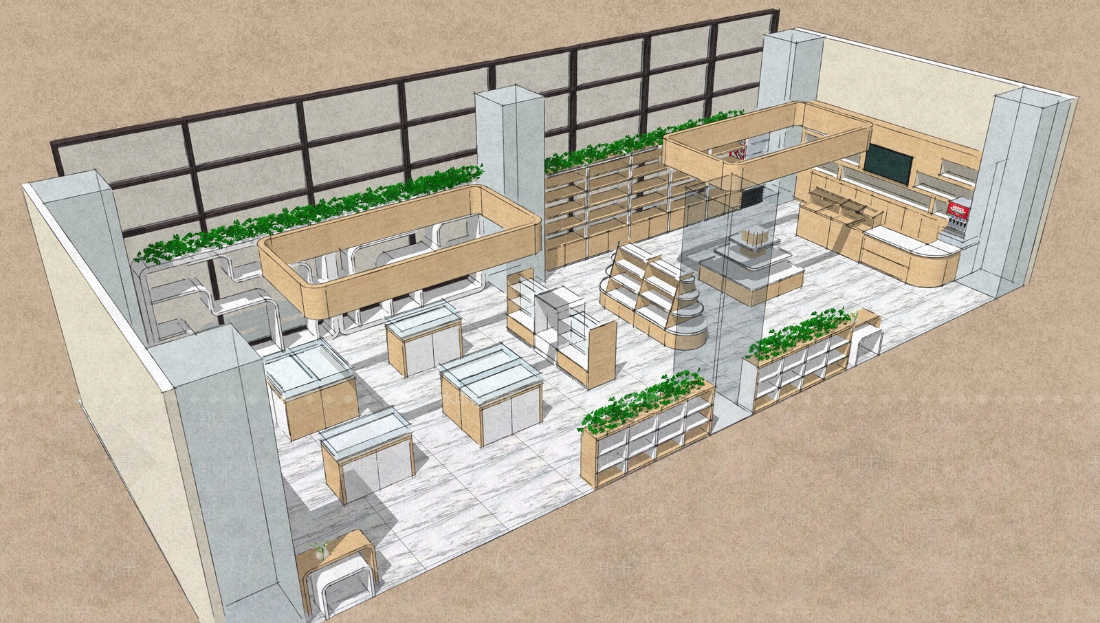 宝马展厅超市SU模型下载【ID:932726179】