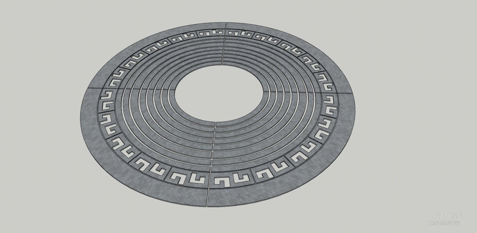 室外偏现代中式风格树池篦子SU模型下载【ID:525553766】