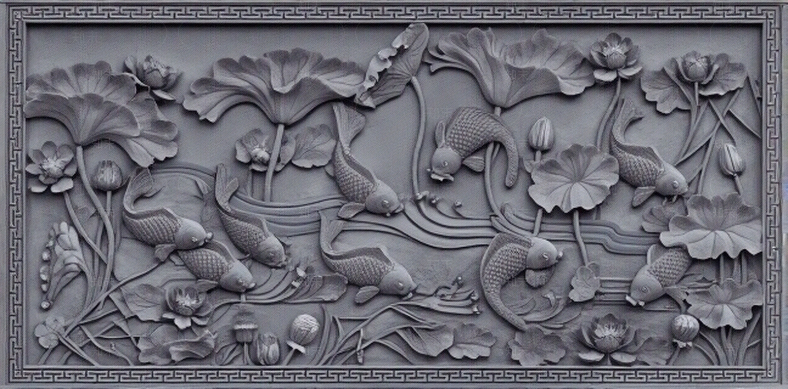 中式鲤鱼浮雕高清贴图贴图下载【ID:1195316790】