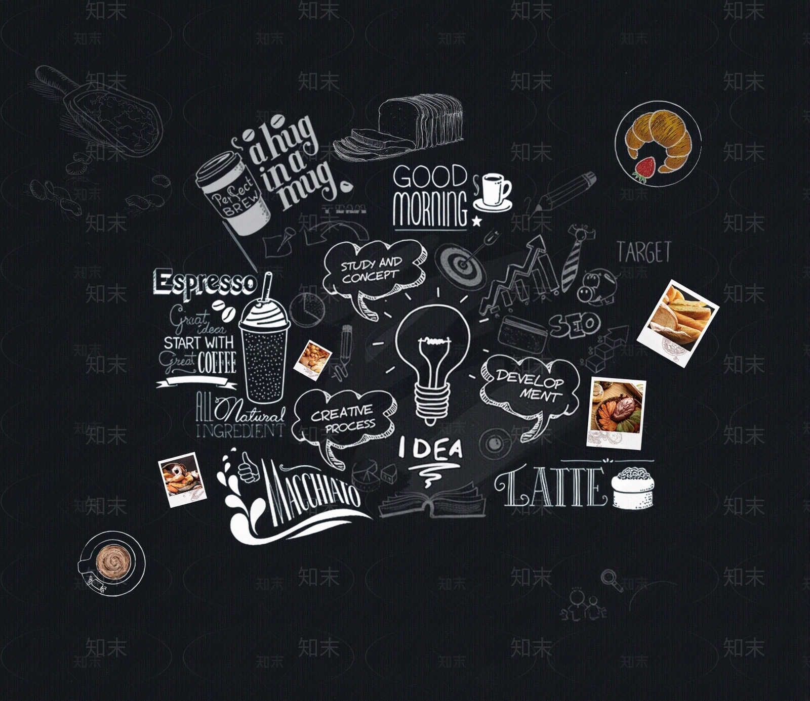 黑板墙粉笔画贴图下载【ID:1195332746】