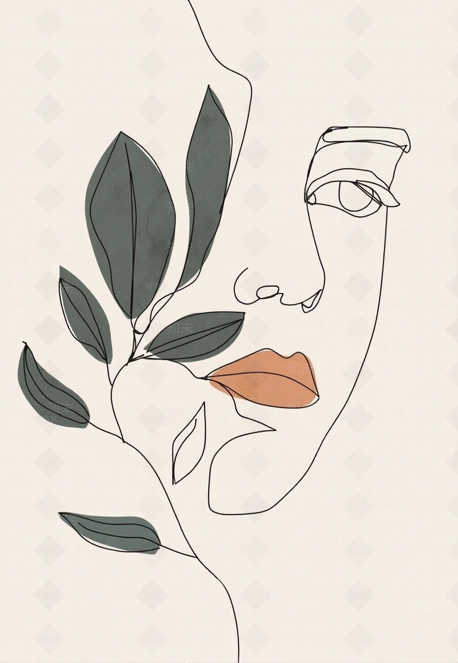 北欧抽象人物装饰画贴图下载【ID:1195303507】