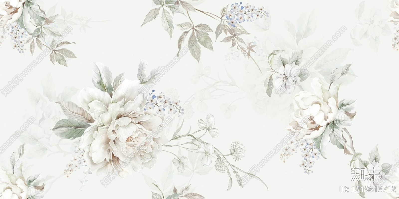 新中式植物壁纸贴图下载【ID:1213613712】