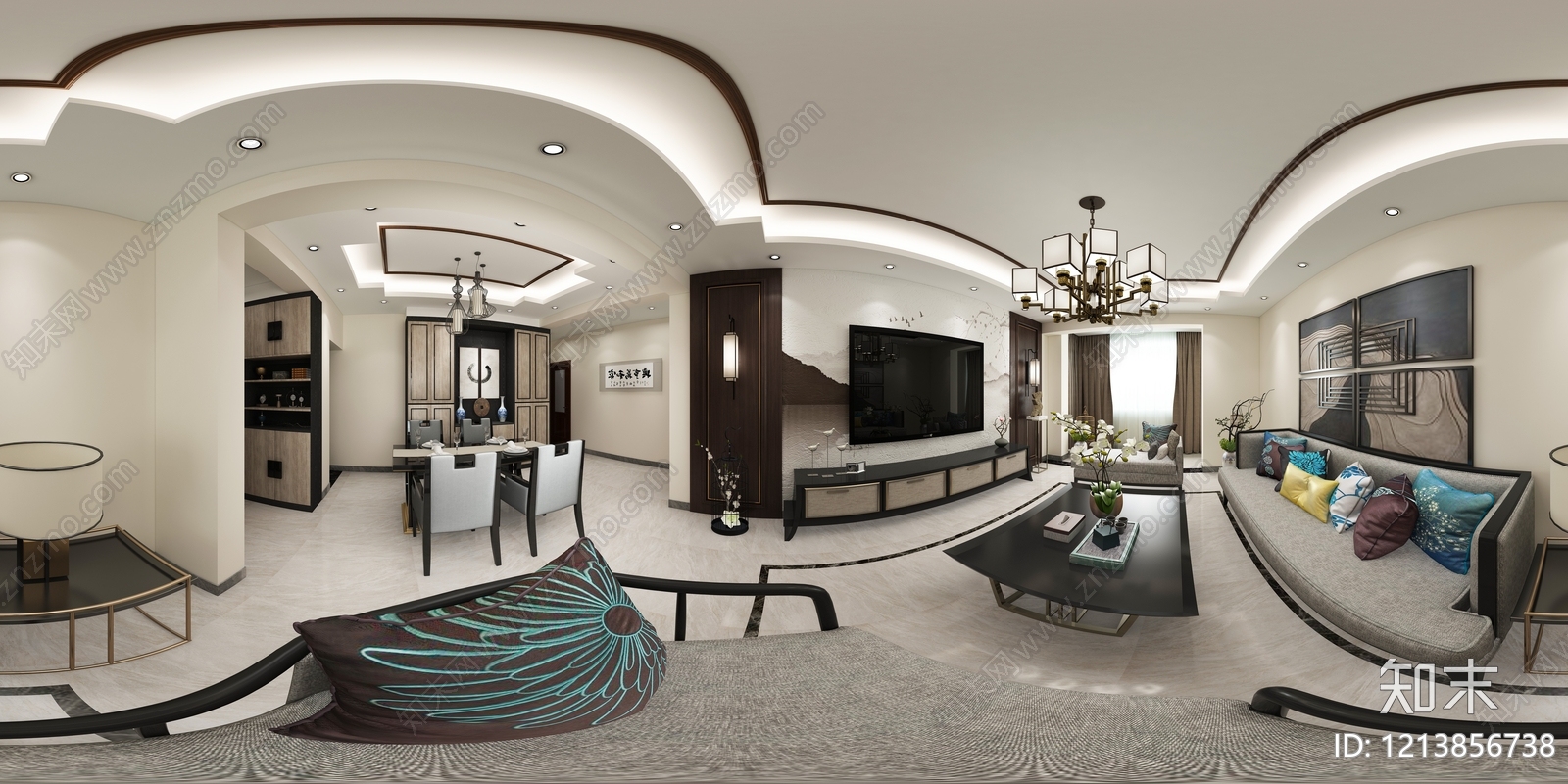 新中式室内HDR贴图下载【ID:1213856738】