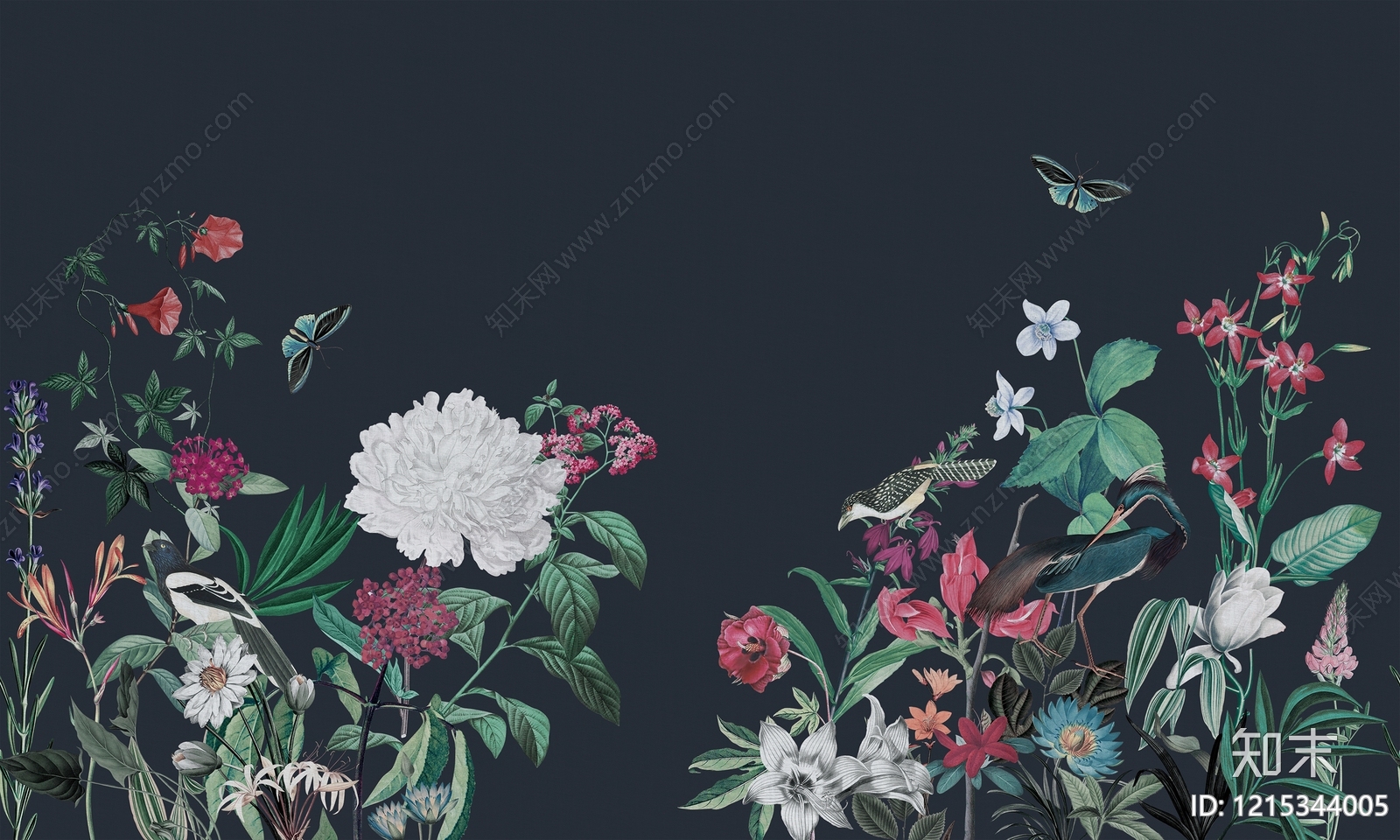 轻奢花鸟壁纸贴图下载【ID:1215344005】