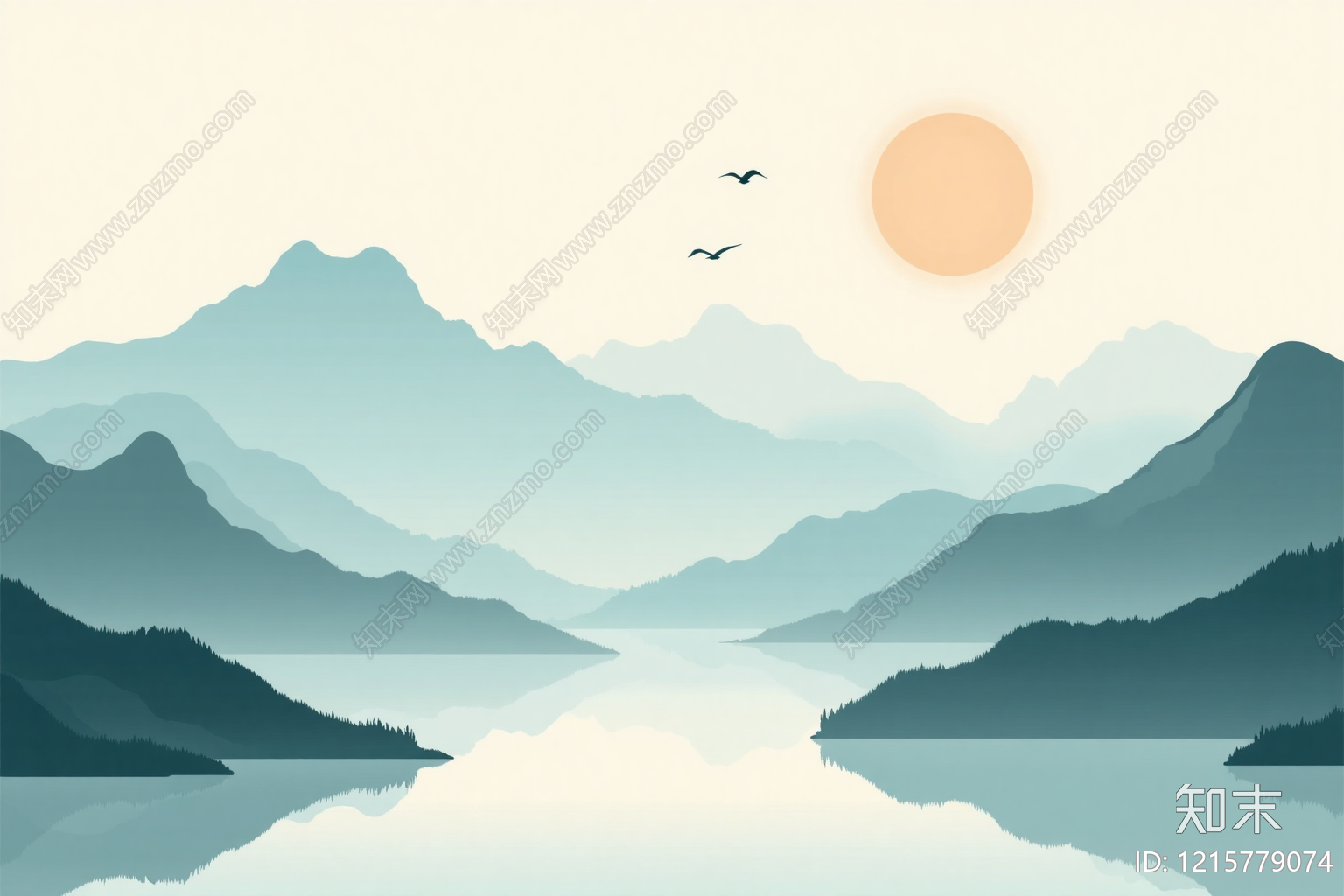 新中式壁画贴图下载【ID:1215779074】