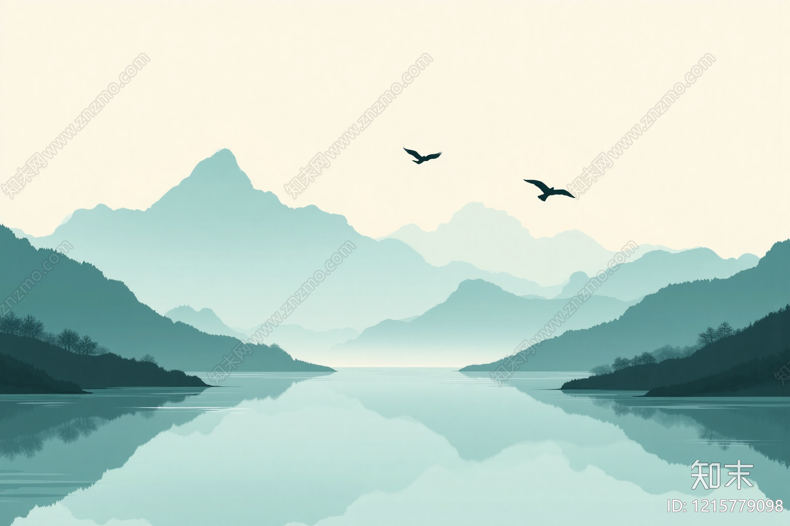 新中式壁画贴图下载【ID:1215779098】